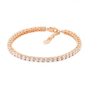 Ellani Bracelets: Ellani Sterling Silver Rose Gold Plated CZ Tennis Bracelet with Extension Chain
