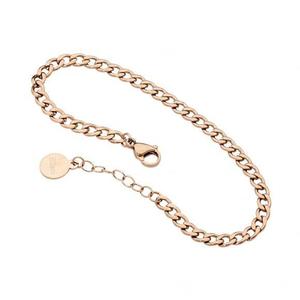 Ellani Bracelets: Ellani Stainless Steel Rose Gold Plated Curb Bracelet Bracelet Length: 19cm