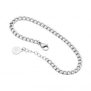 Ellani Bracelets: Ellani Stainless Steel Curb Bracelet Bracelet Length: 19cm