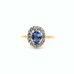 Sapphire & Diamond 9ct Yellow Gold 0.79ct Oval Ceylon Sapphire & 0.18ct Round Br&hellip;