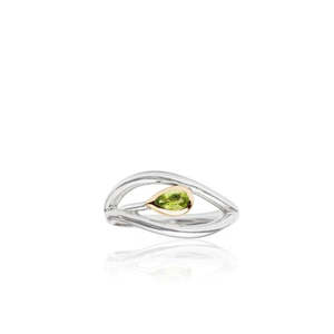 Evolve Rings: Evolve Sterling Silver and Rose Gold with Peridot Eternity Leaf (Forever) Ring. Finger Size: O