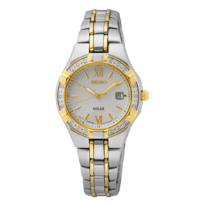 Seiko Ladies Coutura Daywear Solar Watch with Mother of Pearl and Diamond Dial