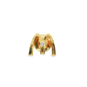 Estate Brooch: Estate 9ct Yellow Gold 'M' Diamond Brooch
