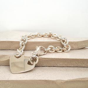 Sterling Silver Heart ID Bracelet