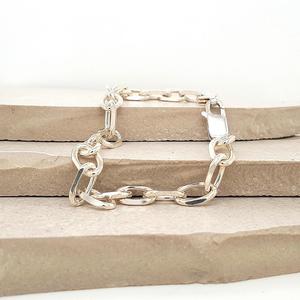 Sterling Silver 19cm Long Cable Link Diamond Cut Bracelet