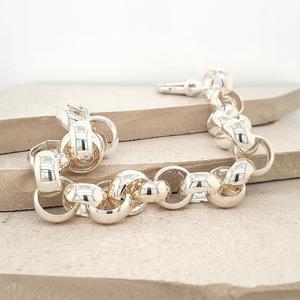 Silver Bracelets Bangles: Sterling Silver 11mm Round Belcher Chain Bracelet