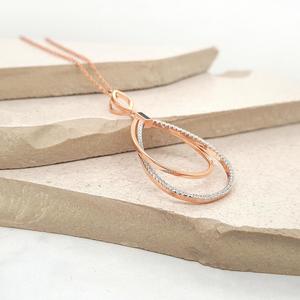 Rose Gold Plated Black Enamel & CZ Necklace