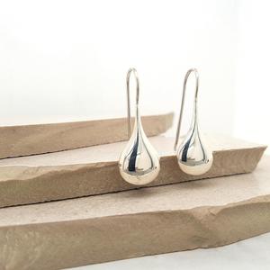 Sterling Silver 40mm Teardrop Hook Earrings