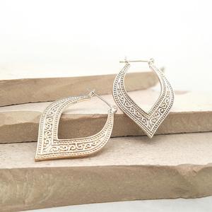 Silver Earrings: Sterling Silver Flat Pattern Hoop Earrings