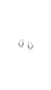 Silver Earrings: Sterling Silver Tapered Assymetric Hoop Earring