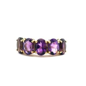 Cocktail Rings: Five Stone Amethyst Ring in 9ct Yellow Gold