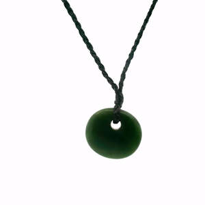 Greenstone: Greenstone Baby Circle Pendant on Cord