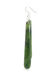 Greenstone: Greenstone Sterling Silver Long Drop Hook Earrings