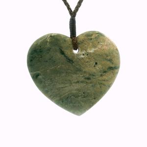 Greenstone: Greenstone Heart Pendant on Cord