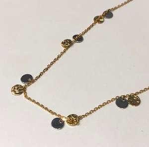 9ct Yellow Gold Textured Disc with 9ct White Discs on Trace Chain