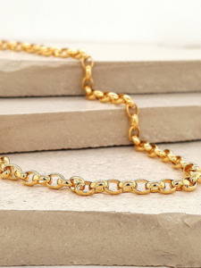 9ct Yellow Gold Oval Belcher 55cm Chain