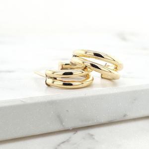 Christinas Edit: 9ct Yellow Gold Hollow Double Tube Half Hoops