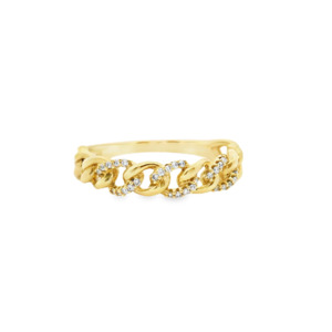 Christinas Edit: 9ct Yellow Gold Diamond Curb Link Ring