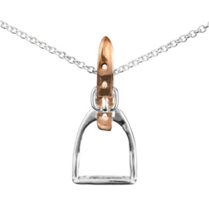 Equestrian Jewellery: Sterling Silver & Rose Gold Plated Equestrian Stirrup Pendant