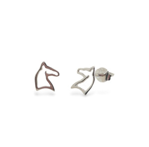 Equestrian Jewellery: Sterling Silver Equestrian Open Horse Head Stud Earrings