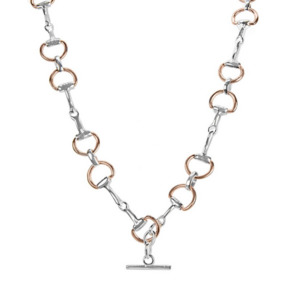Sterling Silver & Rose Gold Plated Equestrian Horse Buckle Necklace