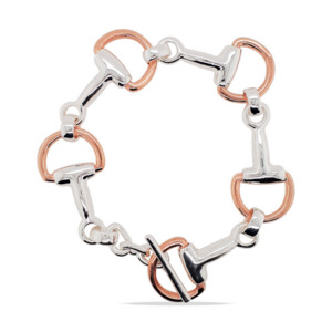 Sterling Silver & Rose Gold Plated Equestrian Horse Buckle Bracelet