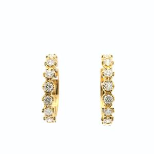 18ct Yellow Gold Claw Set Diamond Hoop Earrings