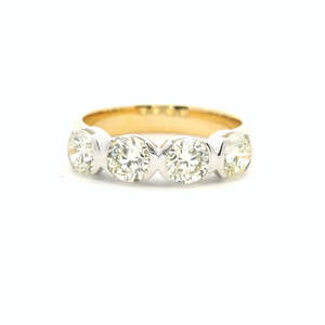 Rings: 18ct Yellow & White Gold Semi Bezel Four Stone Diamond Ring