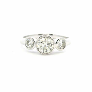 18ct White Gold Three Stone Bezel Set Diamond Ring