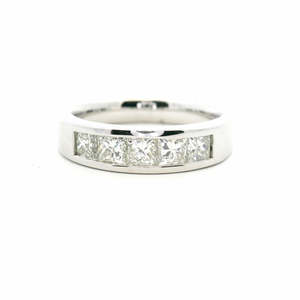 9ct White Gold Five Stone Princess Cut Channel Set Diamond Band