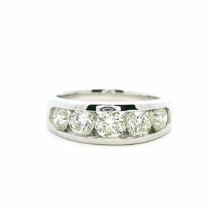 Rings: 18ct White Gold 5 Stone Diamond Channel Set Ring