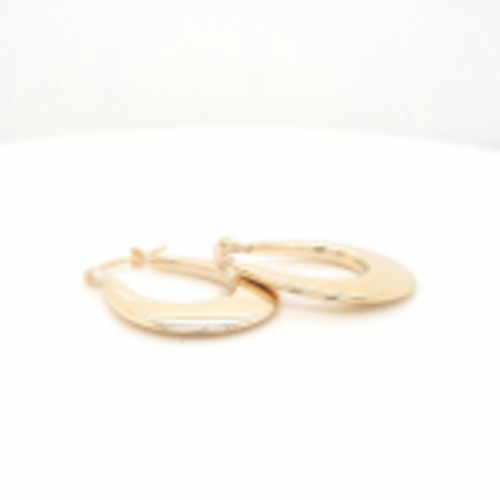 Boxing Day Sale Gold Jewellery: 9ct Yellow Gold 15mm Graduated Flat Tube Hoop Earrings