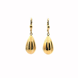 Boxing Day Sale Gold Jewellery: 9ct Yellow Gold Oval Lined Ball Drop Earrings