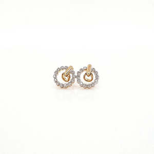 Boxing Day Sale Gold Jewellery: Diamond 9ct Yellow Gold Circle Stud Earrings