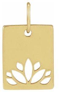 Boxing Day Sale Gold Jewellery: 14ct Yellow Gold Lotus Rectangular Disc Pendant ONLY