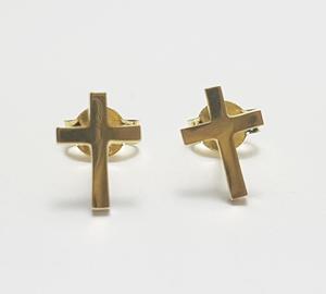 Boxing Day Sale Gold: 9ct Yellow Gold Cross Stud Earrings