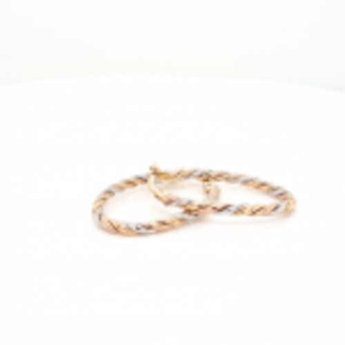 Boxing Day Sale Gold: 9ct Tri-Tone Oval Twist Hoop Earrings