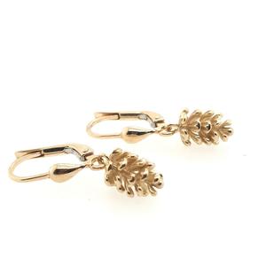Boxing Day Sale Gold Earrings: 9ct Yellow Gold Pine Cone Hoop Lever Back Earrings