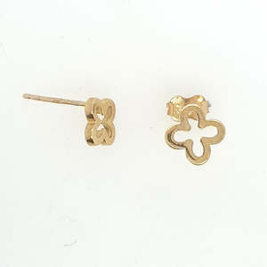 Boxing Day Sale Gold Earrings: 9ct Yellow Gold Cut Out Clover Stud Earrings