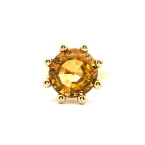 Gemstone Rings: 9ct Yellow Gold 6.86ct Round Dark Yellow Citrine Eight Claw Crown Setting Ring