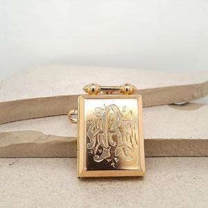 Our Locket Collection: Estate 9ct Yellow Gold Engraved Rectangular Locket with Swivel Catch