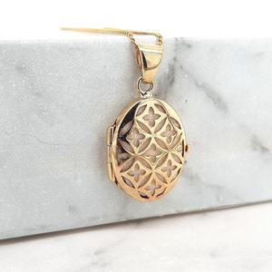 Our Locket Collection: 9ct Yellow Gold Oval Lattice Pendant Locket