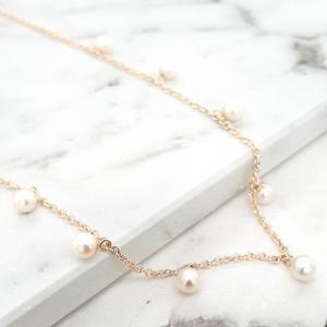 Pearl: 9ct Yellow Gold Cable Link Chian with Pearl Drops Necklace