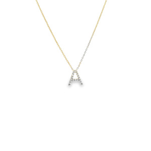 Diamond Initial 'A' 0.06ct Pendant 9ct Yellow Gold Necklace