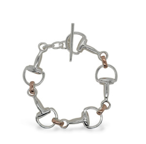 Sterling Silver & Rose Gold Plated Equestrian Horse Buckle Bracelet