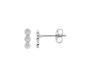 Ellani Sterling Silver Bezel Set CZ Stud Earrings