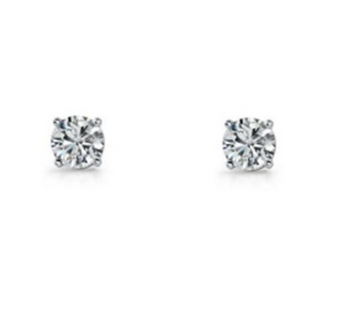 Gift Guide Under 50: Ellani Sterling Silver 4mm Round White Cubic Zirconia Claw Stud Earrings