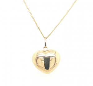 Puff Heart 14mm Pendant in 9ct Yellow Gold