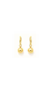 Gold Earrings: Ball Drop Hoop Earrings in 9ct Yellow Gold