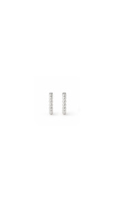 Gold Earrings: Ball Hoop Huggies in 9ct White Gold